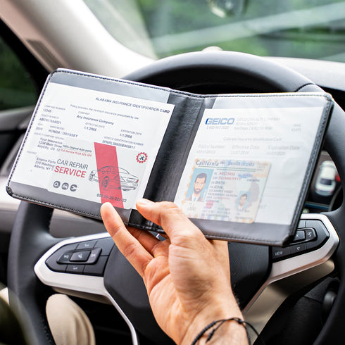CANOPUS Car Registration and Insurance Holder, Magnetic Closure, Embossed Card Document Holder, Vehicle Glove Box Organizer